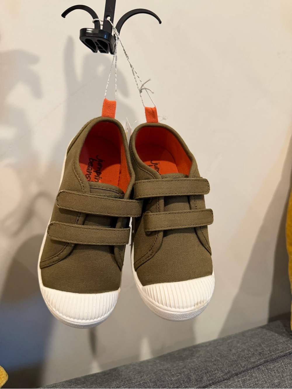Kids Olive Green Canvas Sneakers with White Toe - Unbranded
